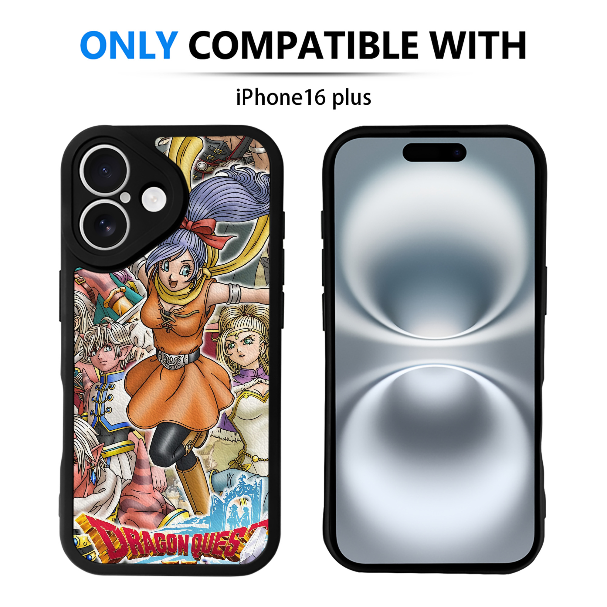 （画像用） ドラゴンクエスト Doragon Kuesuto Dragon Quest 【iPhone 16シリーズ対応】シリコンスマホケース（レザー調） 材質：シリコン